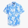Camisa de mezcla de algodón y lino con estampado tropical Camisa de mezcla de algodón y lino con estampado tropical