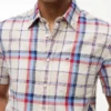 Camisa de mezcla de lino a cuadros de corte regular Camisa de mezcla de lino a cuadros de corte regular