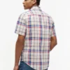Camisa de mezcla de lino a cuadros de corte regular Camisa de mezcla de lino a cuadros de corte regular