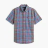Camisa de mezcla de lino a cuadros de corte regular Camisa de mezcla de lino a cuadros de corte regular