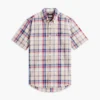 Camisa de mezcla de lino a cuadros de corte regular Camisa de mezcla de lino a cuadros de corte regular