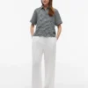 Camisa de mezcla de lino a cuadros vichy Camisa de mezcla de lino a cuadros vichy