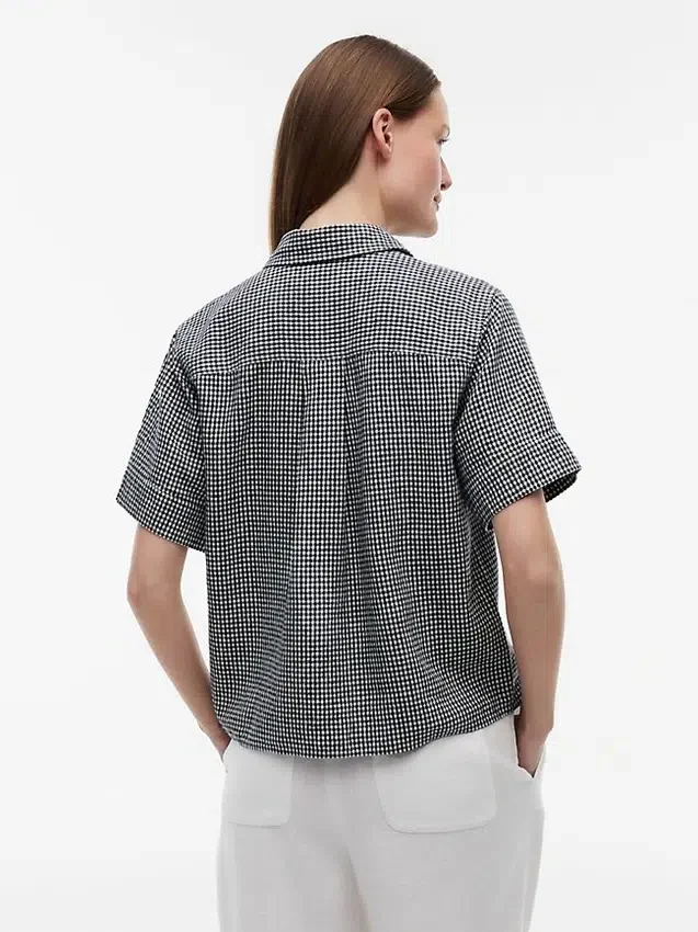 Camisa de mezcla de lino a cuadros vichy Camisa de mezcla de lino a cuadros vichy