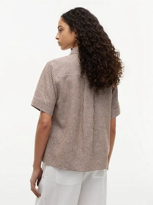 Camisa de mezcla de lino a cuadros vichy Camisa de mezcla de lino a cuadros vichy