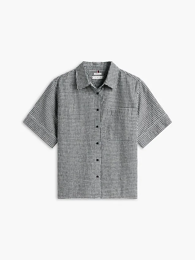 Camisa de mezcla de lino a cuadros vichy Camisa de mezcla de lino a cuadros vichy
