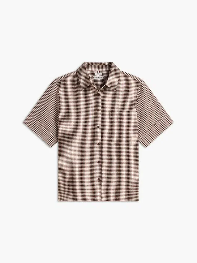 Camisa de mezcla de lino a cuadros vichy Camisa de mezcla de lino a cuadros vichy