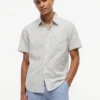 Camisa de mezcla de lino a rayas de corte regular