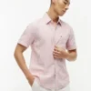 Camisa de mezcla de lino a rayas de corte regular Camisa de mezcla de lino a rayas de corte regular