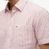 Camisa de mezcla de lino a rayas de corte regular Camisa de mezcla de lino a rayas de corte regular