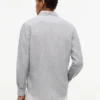 Camisa de mezcla de lino a rayas de corte regular Camisa de mezcla de lino a rayas de corte regular