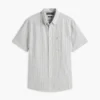 Camisa de mezcla de lino a rayas de corte regular