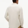 Camisa de mezcla de lino a rayas de corte regular
