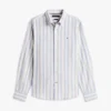 Camisa de mezcla de lino a rayas de corte regular Camisa de mezcla de lino a rayas de corte regular