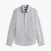 Camisa de mezcla de lino a rayas de corte regular Camisa de mezcla de lino a rayas de corte regular