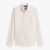 Camisa de mezcla de lino a rayas de corte regular