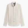 Camisa de mezcla de lino a rayas de corte regular