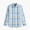 Camisa de mezcla de lino con estampado de cuadros Madras de corte regular Camisa de mezcla de lino con estampado de cuadros Madras de corte regular