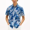 Camisa de mezcla de lino con estampado tropical Camisa de mezcla de lino con estampado tropical