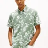 Camisa de mezcla de lino con estampado tropical Camisa de mezcla de lino con estampado tropical