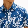 Camisa de mezcla de lino con estampado tropical Camisa de mezcla de lino con estampado tropical
