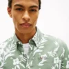 Camisa de mezcla de lino con estampado tropical Camisa de mezcla de lino con estampado tropical