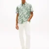 Camisa de mezcla de lino con estampado tropical Camisa de mezcla de lino con estampado tropical
