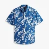 Camisa de mezcla de lino con estampado tropical Camisa de mezcla de lino con estampado tropical