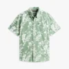 Camisa de mezcla de lino con estampado tropical Camisa de mezcla de lino con estampado tropical