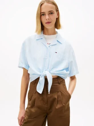 Camisa de mezcla de lino con lazo delantero de Tommy Jeans