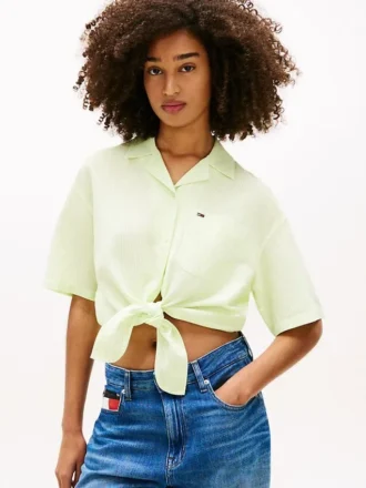 Camisa de mezcla de lino con lazo delantero de Tommy Jeans