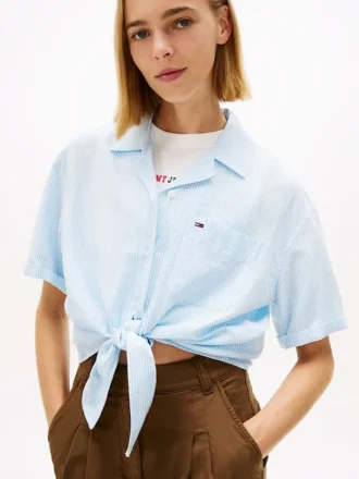 Camisa de mezcla de lino con lazo delantero de Tommy Jeans