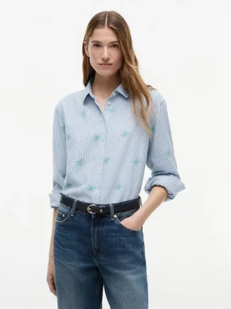 Camisa de mezcla de lino con monograma integral