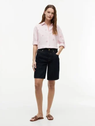 Camisa de mezcla de lino con monograma integral