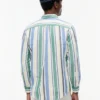Camisa de mezcla de lino con rayas gruesas de corte regular Camisa de mezcla de lino con rayas gruesas de corte regular