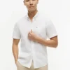 Camisa de pantalones cortos de mezcla de lino de corte regular Camisa de pantalones cortos de mezcla de lino de corte regular