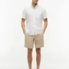 Camisa de pantalones cortos de mezcla de lino de corte regular Camisa de pantalones cortos de mezcla de lino de corte regular
