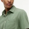 Camisa de pantalones cortos de mezcla de lino de corte regular Camisa de pantalones cortos de mezcla de lino de corte regular