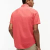 Camisa de pantalones cortos de mezcla de lino de corte regular Camisa de pantalones cortos de mezcla de lino de corte regular