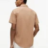 Camisa de pantalones cortos de mezcla de lino de corte regular Camisa de pantalones cortos de mezcla de lino de corte regular