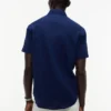 Camisa de pantalones cortos de mezcla de lino de corte regular Camisa de pantalones cortos de mezcla de lino de corte regular