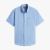 Camisa de pantalones cortos de mezcla de lino de corte regular Camisa de pantalones cortos de mezcla de lino de corte regular