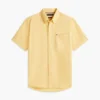 Camisa de pantalones cortos de mezcla de lino de corte regular Camisa de pantalones cortos de mezcla de lino de corte regular