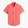 Camisa de pantalones cortos de mezcla de lino de corte regular Camisa de pantalones cortos de mezcla de lino de corte regular