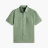 Camisa de pantalones cortos de mezcla de lino de corte regular Camisa de pantalones cortos de mezcla de lino de corte regular