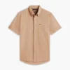 Camisa de pantalones cortos de mezcla de lino de corte regular Camisa de pantalones cortos de mezcla de lino de corte regular
