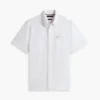 Camisa de pantalones cortos de mezcla de lino de corte regular Camisa de pantalones cortos de mezcla de lino de corte regular