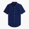 Camisa de pantalones cortos de mezcla de lino de corte regular Camisa de pantalones cortos de mezcla de lino de corte regular