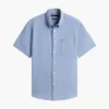 Camisa de pantalones cortos de mezcla de lino de corte regular Camisa de pantalones cortos de mezcla de lino de corte regular