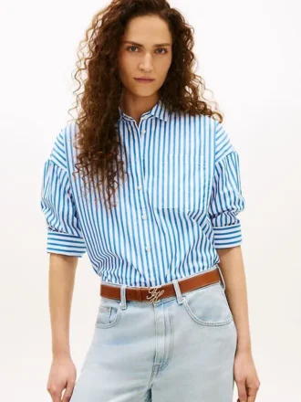 Camisa de popelín a rayas de corte holgado