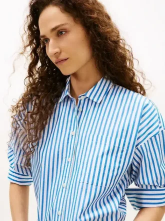 Camisa de popelín a rayas de corte holgado